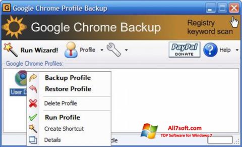 Скріншот Google Chrome Backup для Windows 7