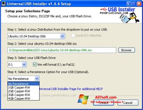 Скріншот Universal USB Installer для Windows 7