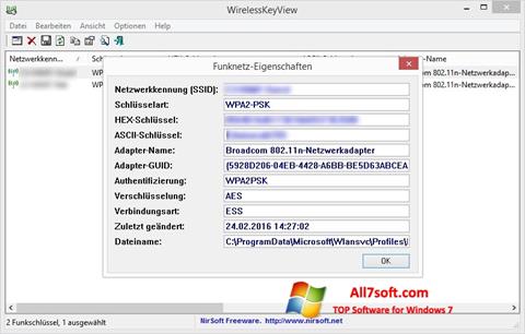 Скріншот WirelessKeyView для Windows 7