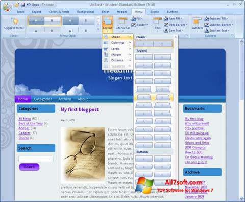 Скріншот Artisteer для Windows 7