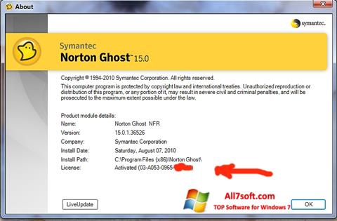 Скріншот Norton Ghost для Windows 7