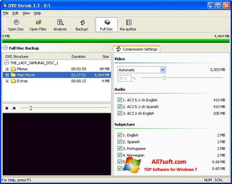Скріншот DVD Shrink для Windows 7