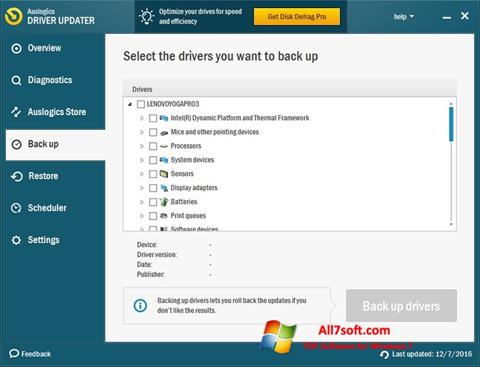 Скріншот Auslogics Driver Updater для Windows 7