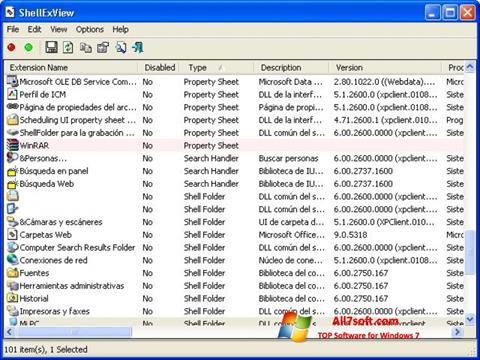 Скріншот ShellExView для Windows 7