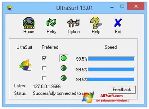 Скріншот UltraSurf для Windows 7