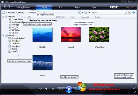 Скріншот Media Player для Windows 7