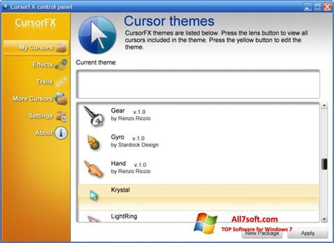Скріншот CursorFX для Windows 7
