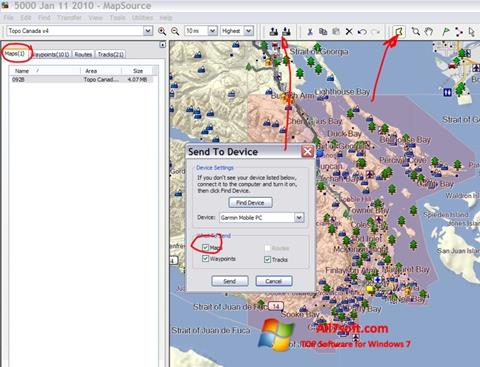 Скріншот MapSource для Windows 7