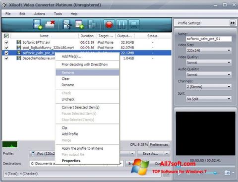 Скріншот Xilisoft Video Converter для Windows 7