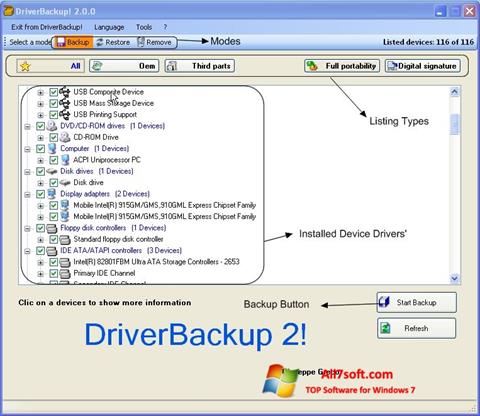 Скріншот Driver Backup для Windows 7