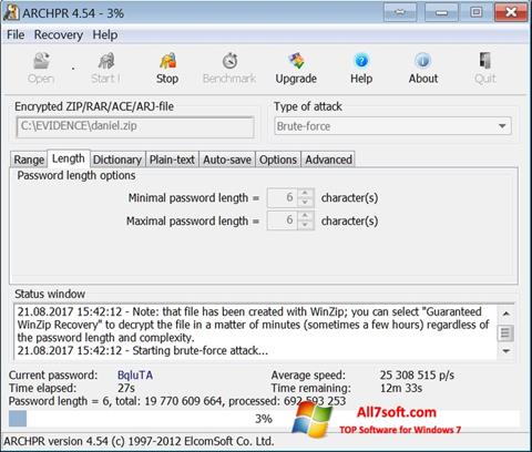Скріншот Advanced Archive Password Recovery для Windows 7